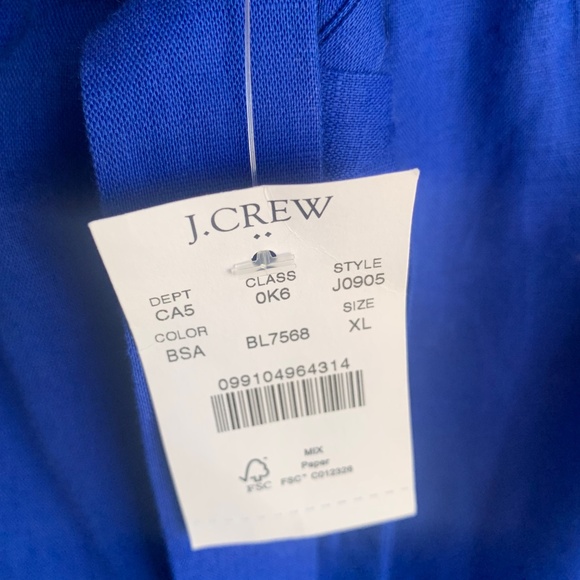 J. Crew Royal Blue Linen Blend Skirt XL Knee Length Pockets Lined Elastic Waist - Picture 7 of 9